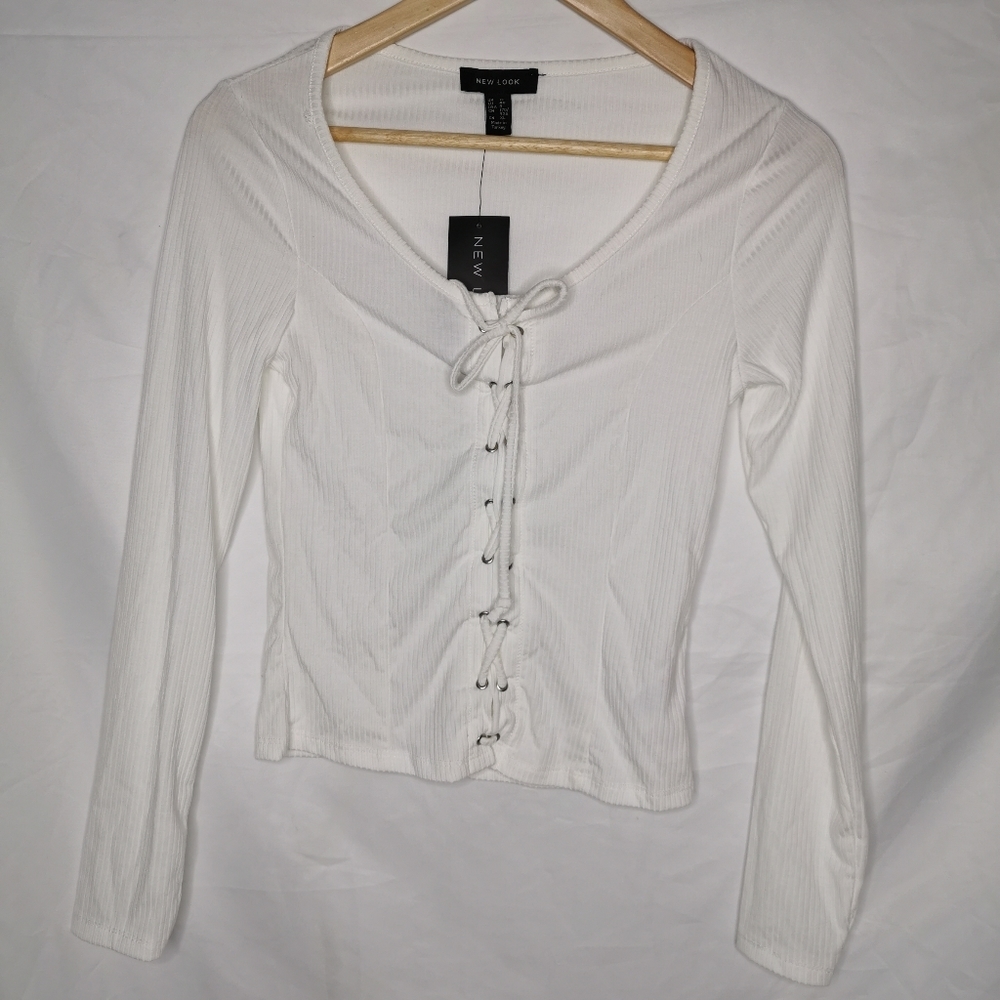 New Look Lattice Front Long Sleeve Top 8 - Picture 3 of 5